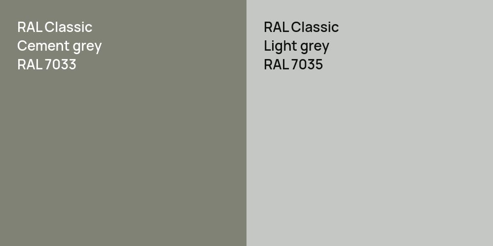 RAL Classic  Cement grey vs. RAL Classic  Light grey