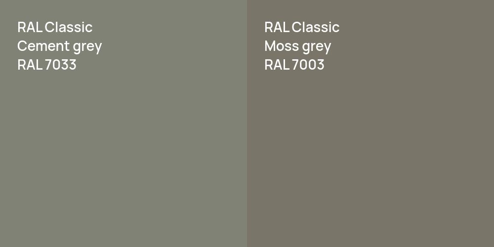 RAL Classic  Cement grey vs. RAL Classic  Moss grey