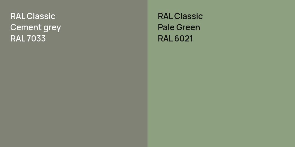 RAL Classic  Cement grey vs. RAL Classic Pale Green