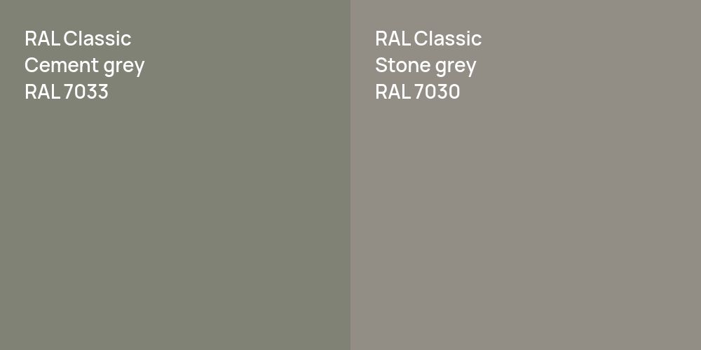 RAL Classic  Cement grey vs. RAL Classic  Stone grey