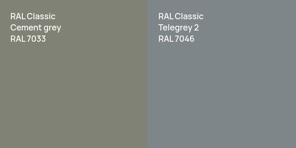 RAL Classic  Cement grey vs. RAL Classic  Telegrey 2