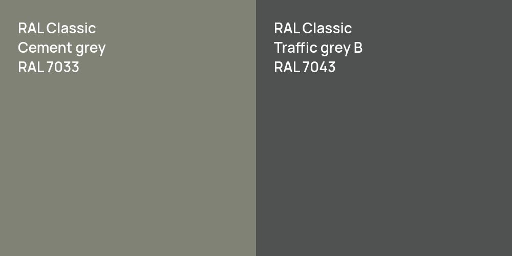 RAL Classic  Cement grey vs. RAL Classic  Traffic grey B