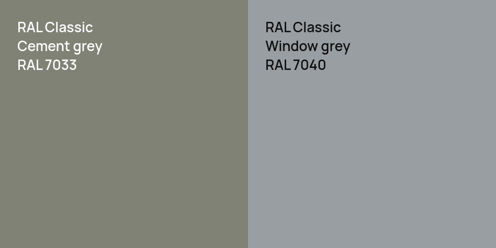 RAL Classic  Cement grey vs. RAL Classic  Window grey