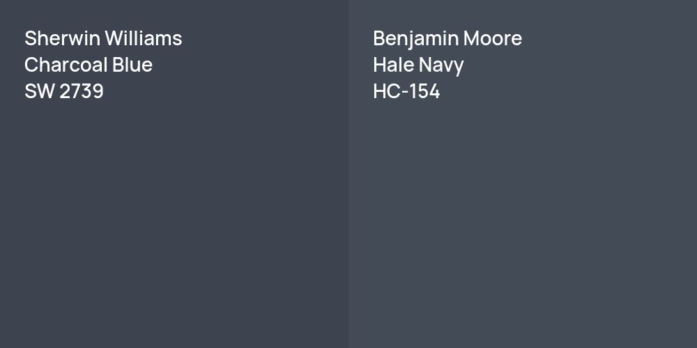 Sherwin Williams Charcoal Blue vs. Benjamin Moore Hale Navy