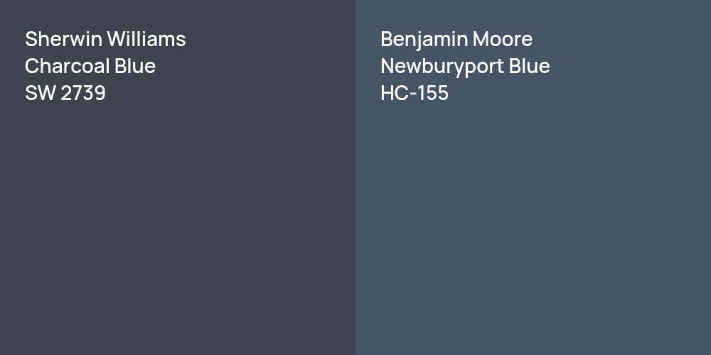 Sherwin Williams Charcoal Blue vs. Benjamin Moore Newburyport Blue