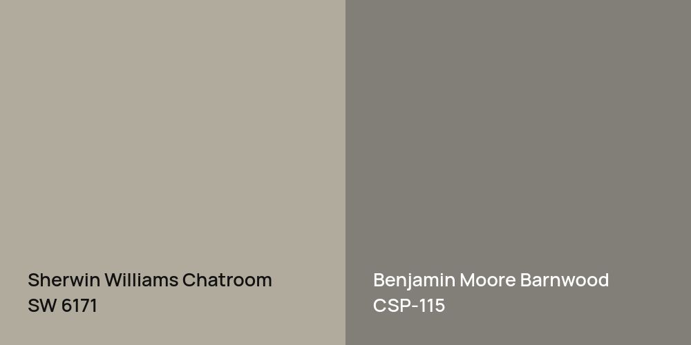 Sherwin Williams Chatroom vs. Benjamin Moore Barnwood