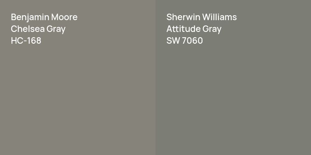 Benjamin Moore Chelsea Gray vs. Sherwin Williams Attitude Gray