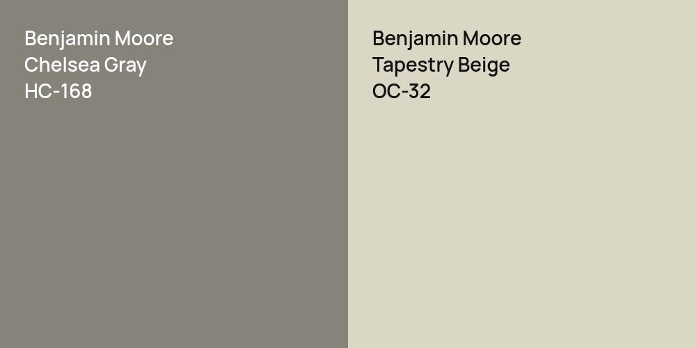 Benjamin Moore Chelsea Gray vs. Benjamin Moore Tapestry Beige