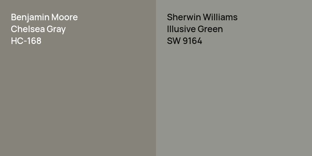 Benjamin Moore Chelsea Gray vs. Sherwin Williams Illusive Green