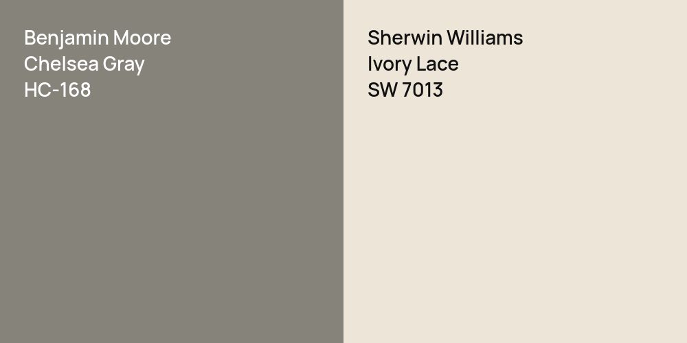 Benjamin Moore Chelsea Gray vs. Sherwin Williams Ivory Lace