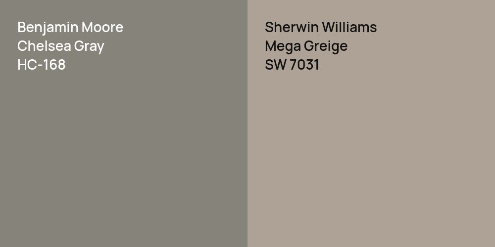 Benjamin Moore Chelsea Gray vs. Sherwin Williams Mega Greige