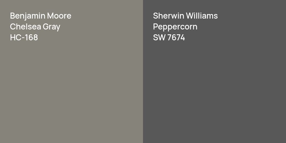 Benjamin Moore Chelsea Gray vs. Sherwin Williams Peppercorn