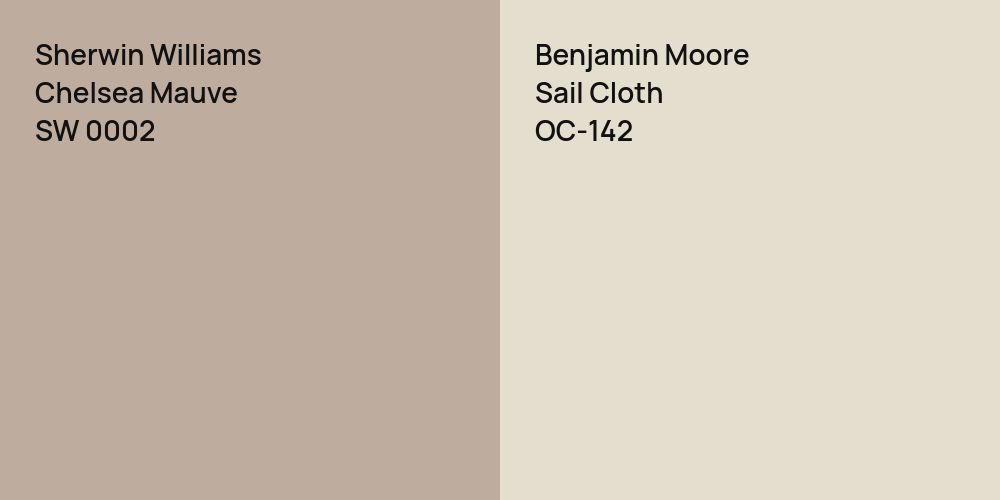 Sherwin Williams Chelsea Mauve vs. Benjamin Moore Sail Cloth