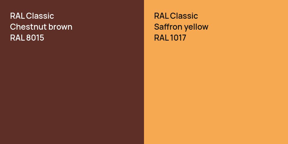 RAL Classic  Chestnut brown vs. RAL Classic  Saffron yellow