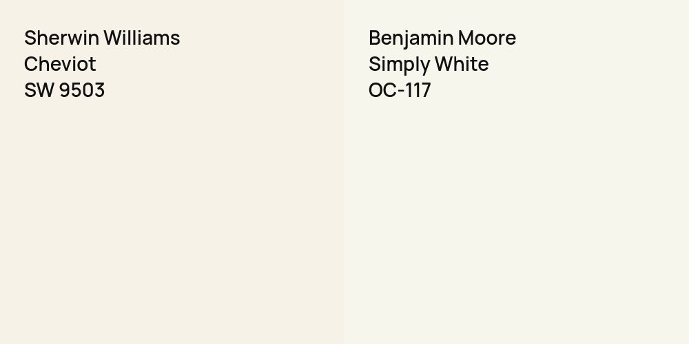 Sherwin Williams Cheviot vs. Benjamin Moore Simply White