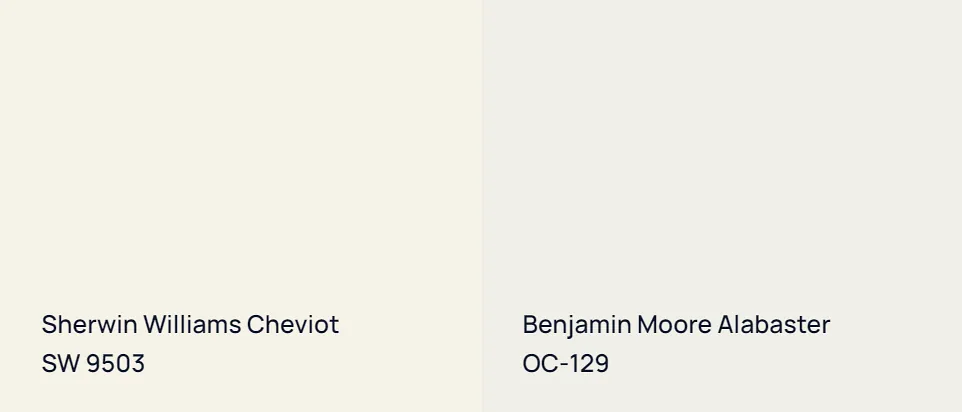 Sherwin Williams Cheviot SW 9503 vs Benjamin Moore Alabaster OC-129