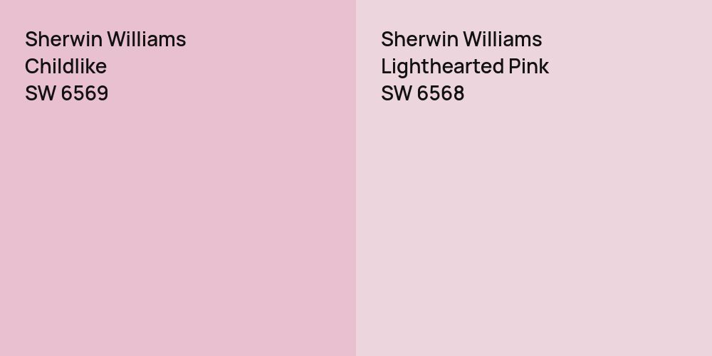 Sherwin Williams Childlike vs. Sherwin Williams Lighthearted Pink