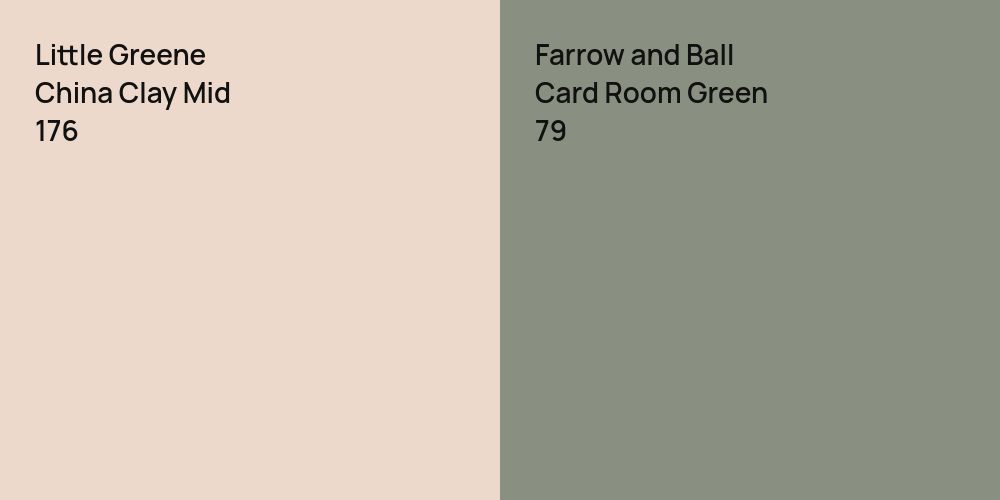 Little Greene China Clay Mid vs. Farrow and Ball Card Room Green