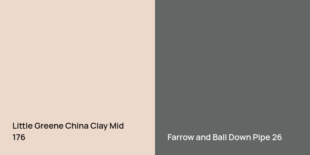 Little Greene China Clay Mid vs. Farrow and Ball Down Pipe