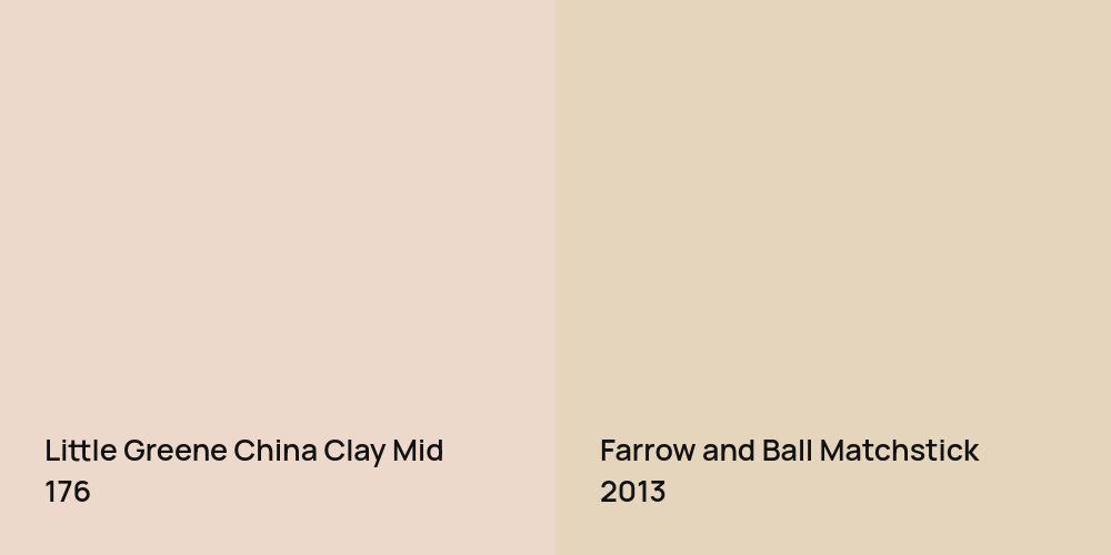 Little Greene China Clay Mid vs. Farrow and Ball Matchstick