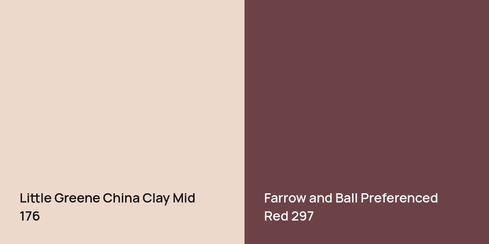 Little Greene China Clay Mid vs. Farrow and Ball Preferenced Red