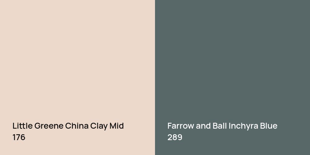 Little Greene China Clay Mid vs. Farrow and Ball Inchyra Blue