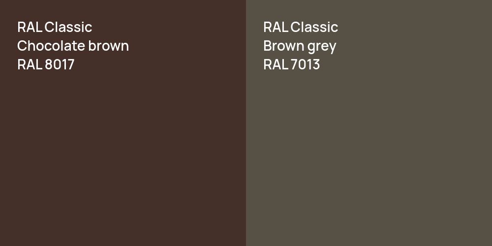 RAL Classic  Chocolate brown vs. RAL Classic  Brown grey