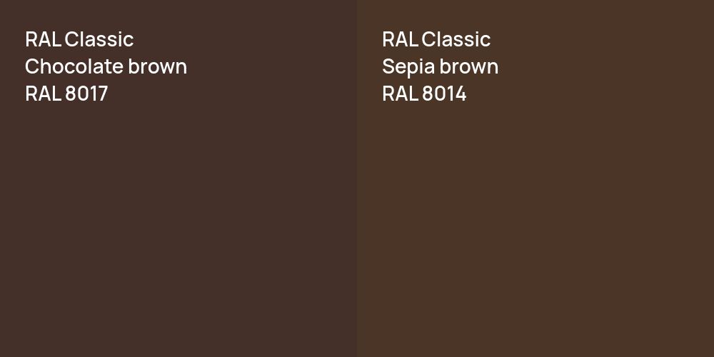 RAL Classic  Chocolate brown vs. RAL Classic  Sepia brown