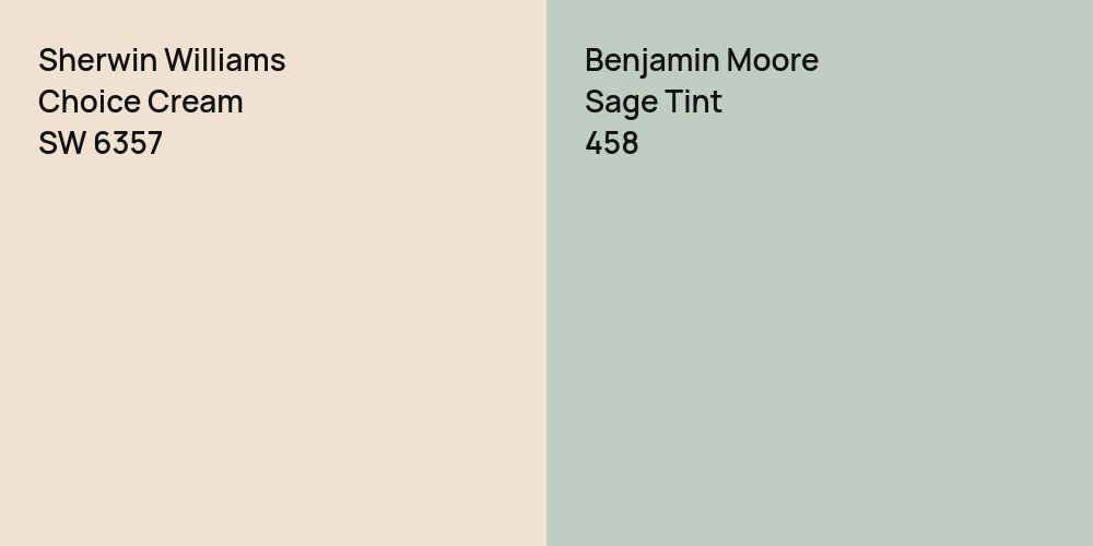 Sherwin Williams Choice Cream vs. Benjamin Moore Sage Tint