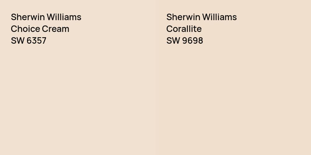 Sherwin Williams Choice Cream vs. Sherwin Williams Corallite