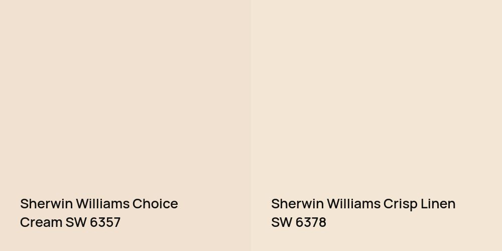 Sherwin Williams Choice Cream vs. Sherwin Williams Crisp Linen