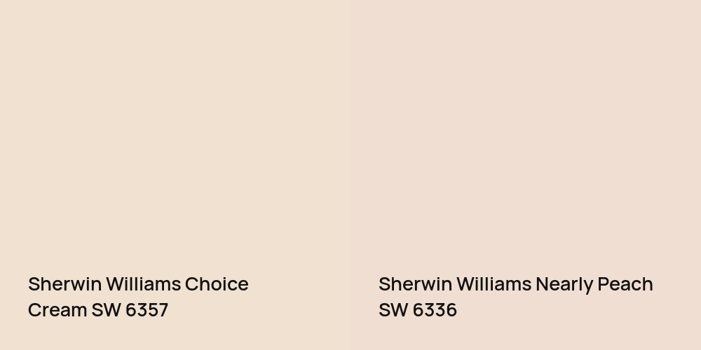 Sherwin Williams Choice Cream vs. Sherwin Williams Nearly Peach