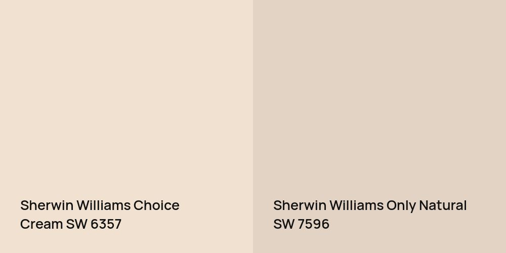 Sherwin Williams Choice Cream vs. Sherwin Williams Only Natural