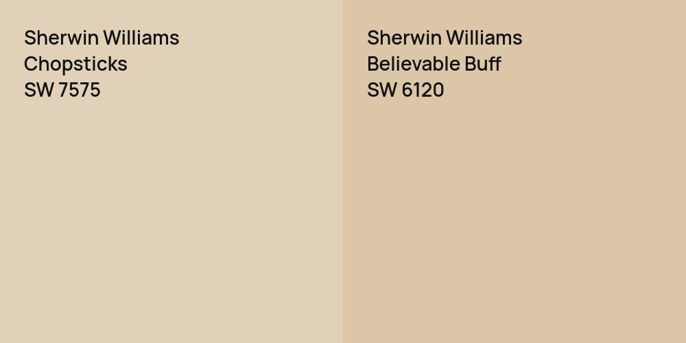 Sherwin Williams Chopsticks vs. Sherwin Williams Believable Buff