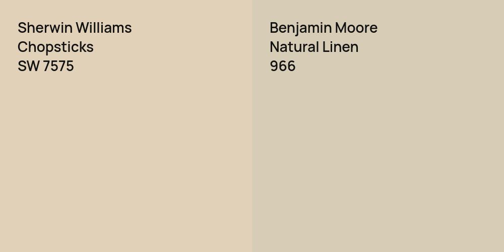 Sherwin Williams Chopsticks vs. Benjamin Moore Natural Linen