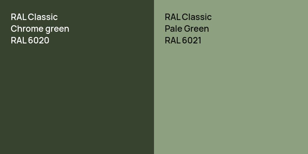 RAL Classic  Chrome green vs. RAL Classic Pale Green