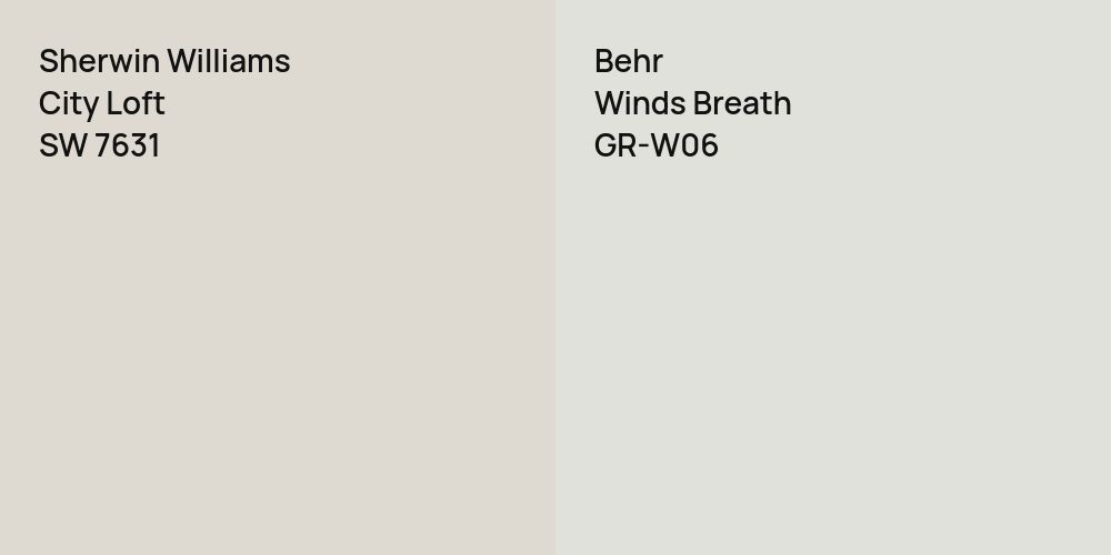 Sherwin Williams City Loft vs. Behr Winds Breath