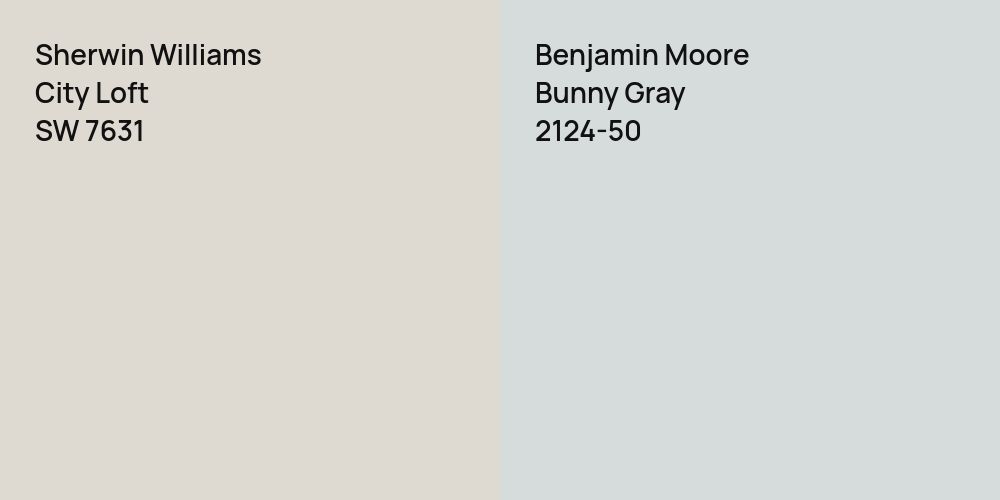 Sherwin Williams City Loft vs. Benjamin Moore Bunny Gray