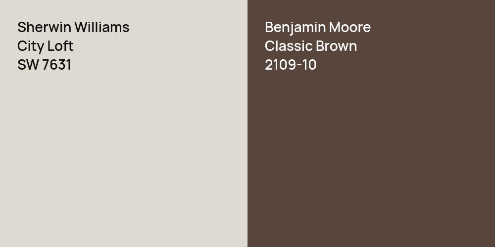 Sherwin Williams City Loft vs. Benjamin Moore Classic Brown