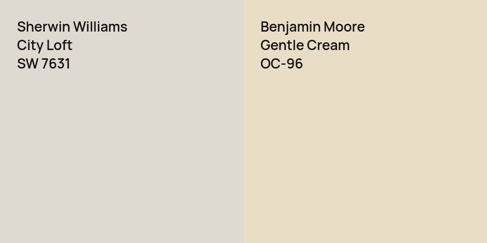 Sherwin Williams City Loft vs. Benjamin Moore Gentle Cream