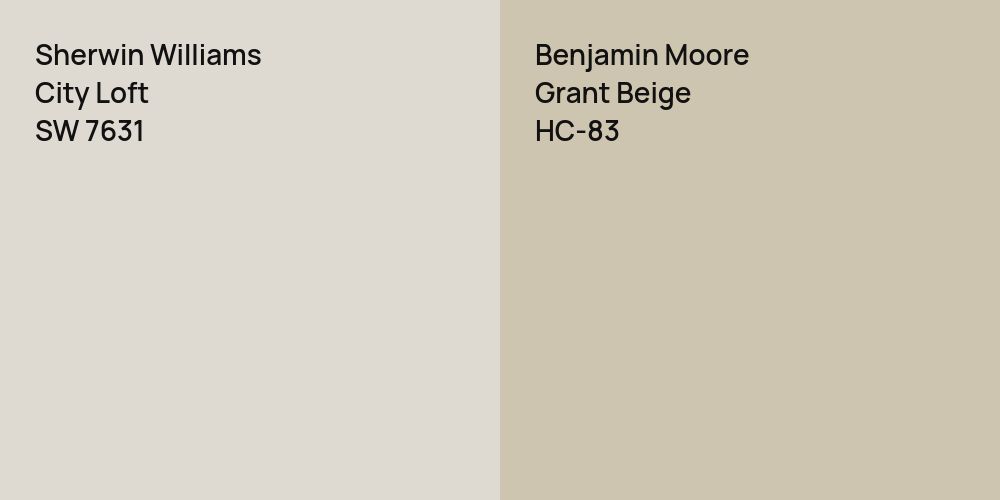 Sherwin Williams City Loft vs. Benjamin Moore Grant Beige