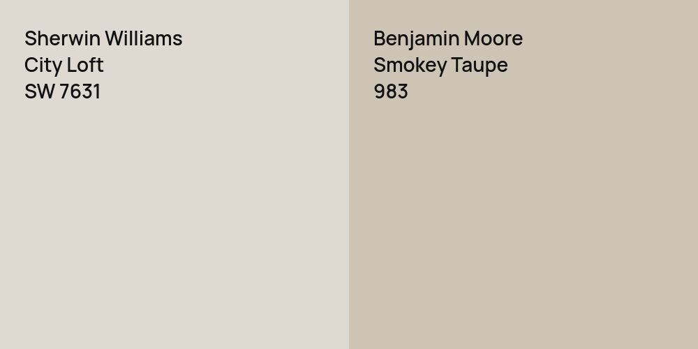 Sherwin Williams City Loft vs. Benjamin Moore Smokey Taupe