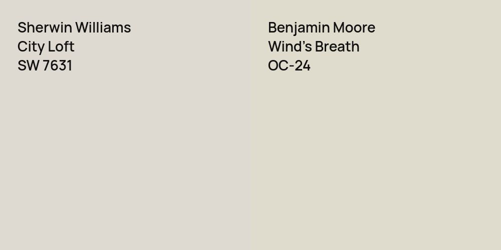 Sherwin Williams City Loft vs. Benjamin Moore Wind's Breath