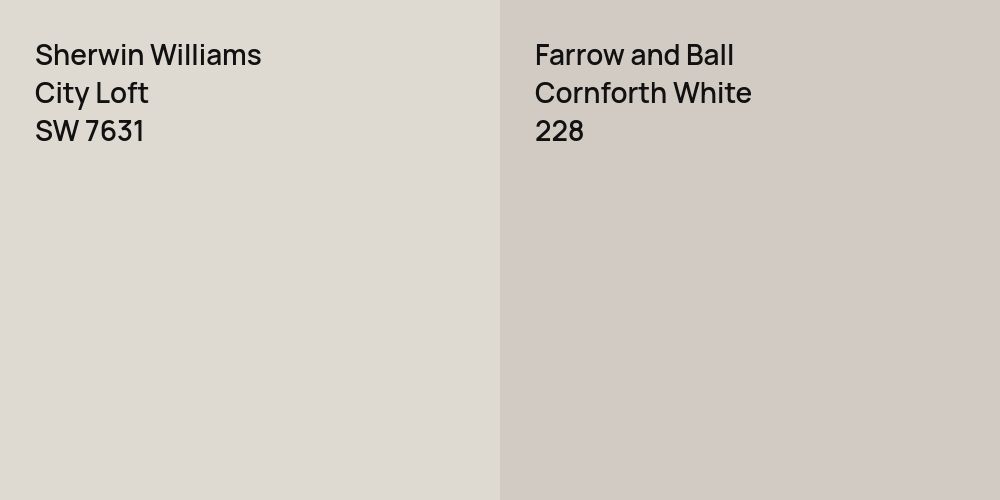 Sherwin Williams City Loft vs. Farrow and Ball Cornforth White