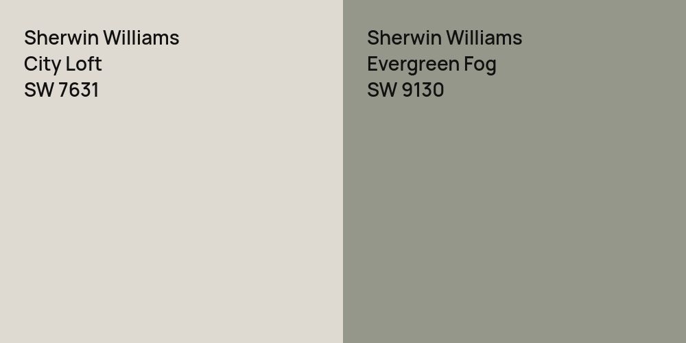 Sherwin Williams City Loft vs. Sherwin Williams Evergreen Fog