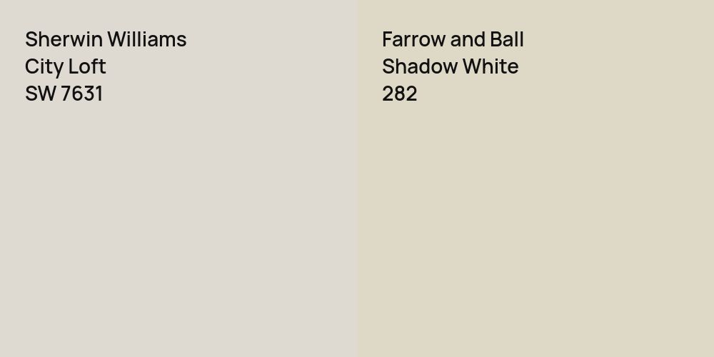 Sherwin Williams City Loft vs. Farrow and Ball Shadow White