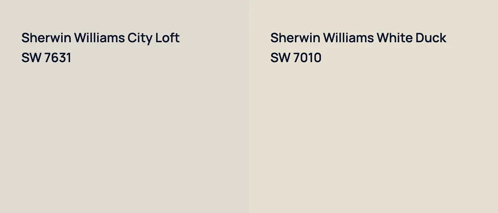 Sherwin Williams City Loft SW 7631 vs Sherwin Williams White Duck SW 7010