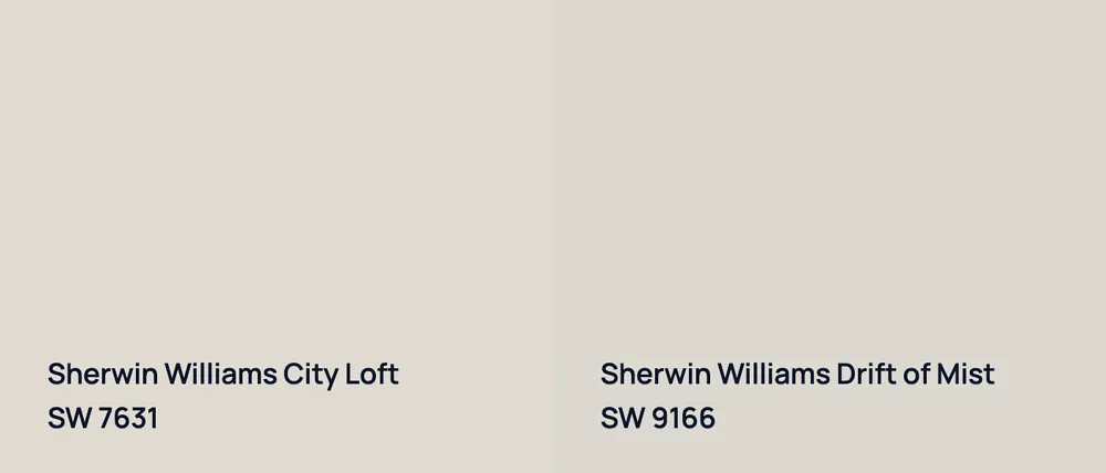 Sherwin Williams City Loft SW 7631 vs Sherwin Williams Drift of Mist SW 9166