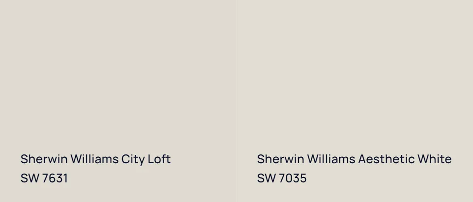 Sherwin Williams City Loft SW 7631 vs Sherwin Williams Aesthetic White SW 7035