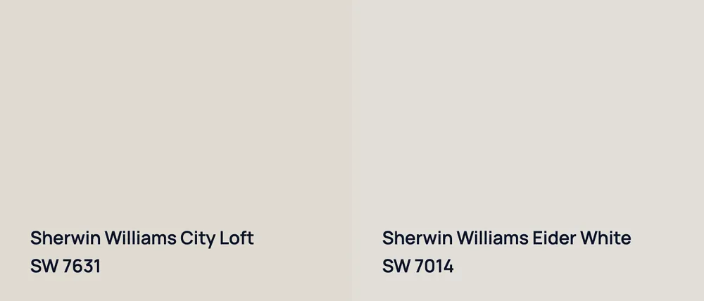 Sherwin Williams City Loft SW 7631 vs Sherwin Williams Eider White SW 7014